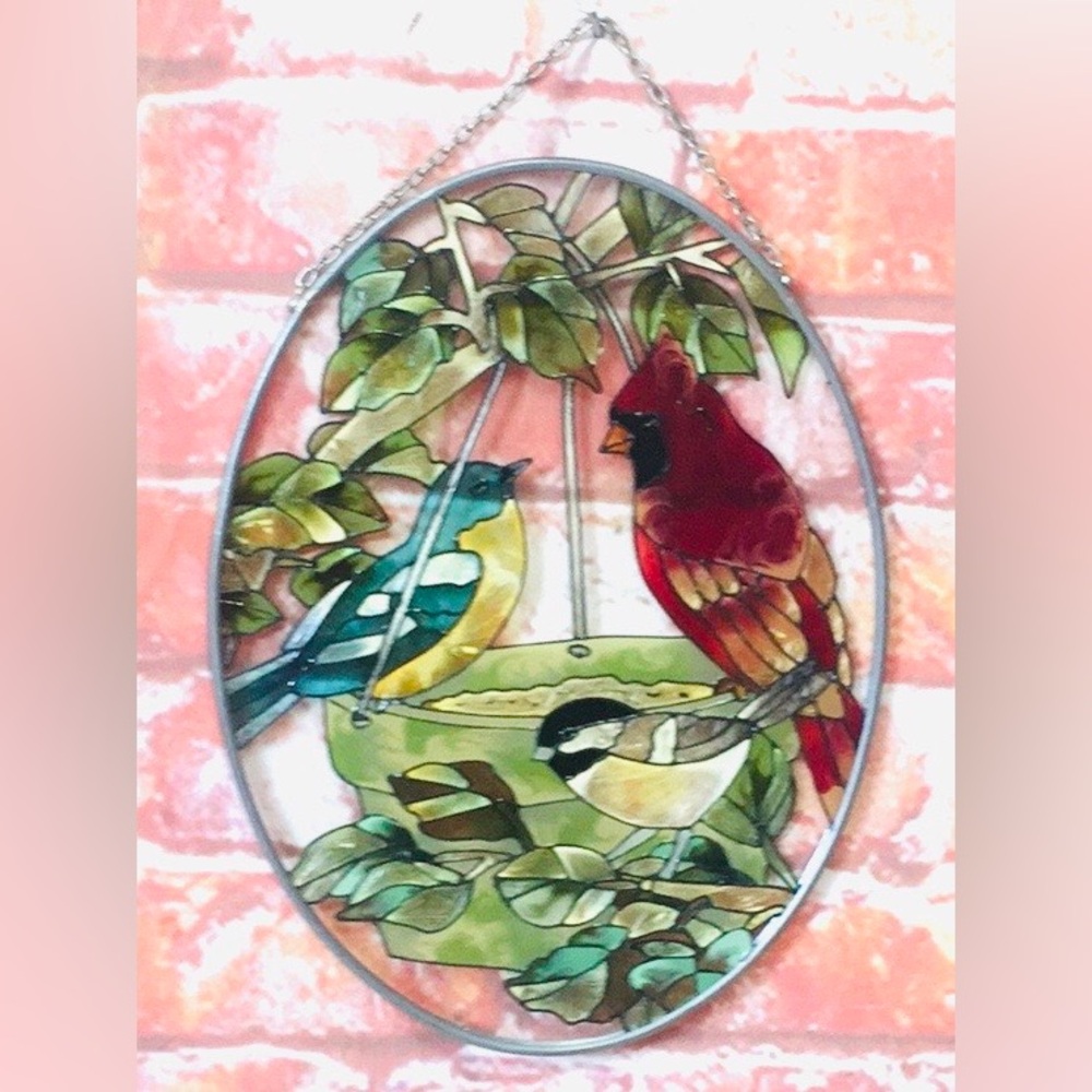 Vintage Hand painted Joan Baker Cardinal Suncatcher